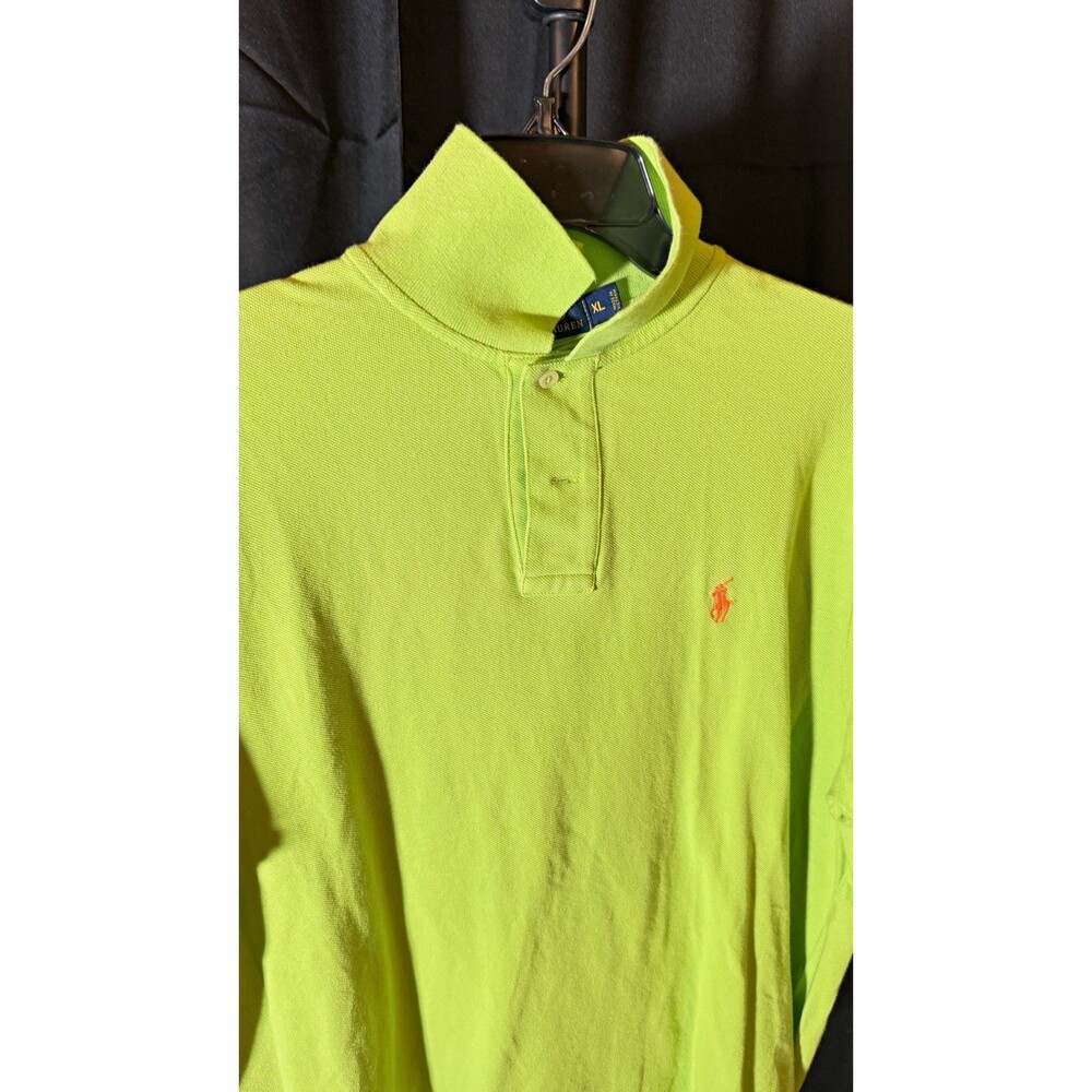 Polo Ralph Lauren Men's XL Green Solid Polo Shirt Short Sleeve Logo Button